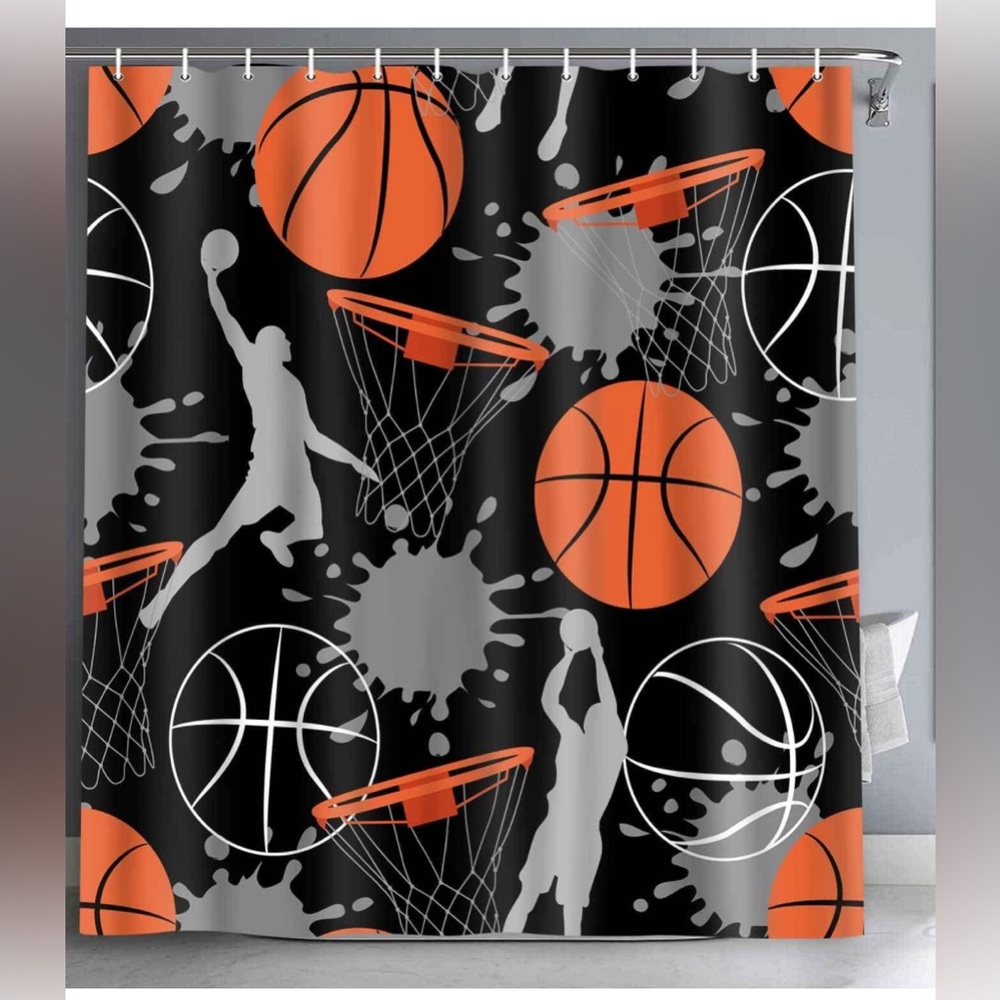Basketball Shower Curtain| Standard Size 72” x 72”
